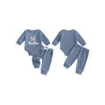 thumbnail image 2 of Cenuakty Fall Outfit Long Sleeve Letter Embroidery Romper Drawstring Pants, 2 of 9