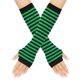 thumbnail image 1 of Zhuge Guantes largos sin dedos a rayas para mujer, calentadores de brazos tejidos de invierno para punk rock, cosplay, gótico, fiesta de Navidad, negro y verde, 1 of 4