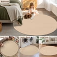 thumbnail image 5 of Round Area Rugs Collection 4 Ft, Khaki Solid Color Non-Slip Residential Carpet, Aesthetics Contemporary Luxury Indoor Crawling Mats Runner Rugs for Living Room/Dining Room/Bedroom, 5 of 8