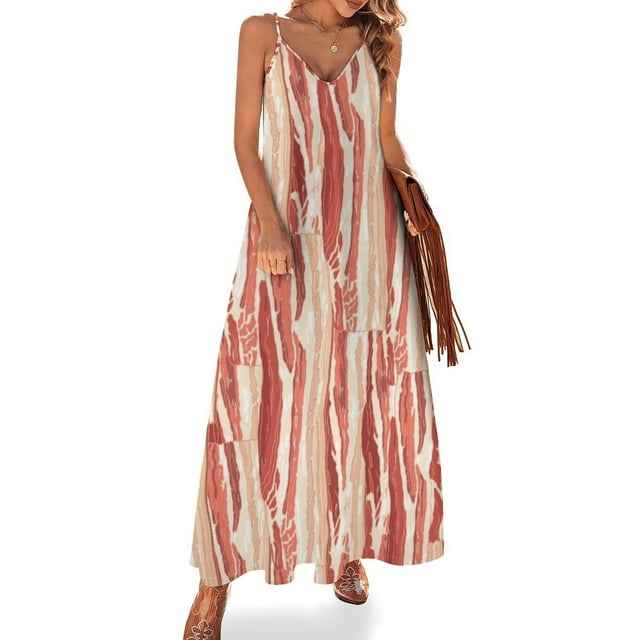 Vestido sin mangas con estampado de tocino, vestido de cóctel, vestido de mujer, mono de verano para mujer, vestidos de cumpleaños para mujer