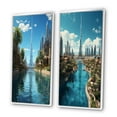 thumbnail image 3 of Designart "City of Heights Dubai II" Dubai Framed Wall Art Set Of 2 - Blue Cityscapes Gallery Wall Frame Set For Home Decor, 3 of 7