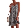 thumbnail image 1 of DYMADE Womens Summer Strappy Sleeve Ruffle Mini Dress Floral Vacation Sundress, 1 of 5