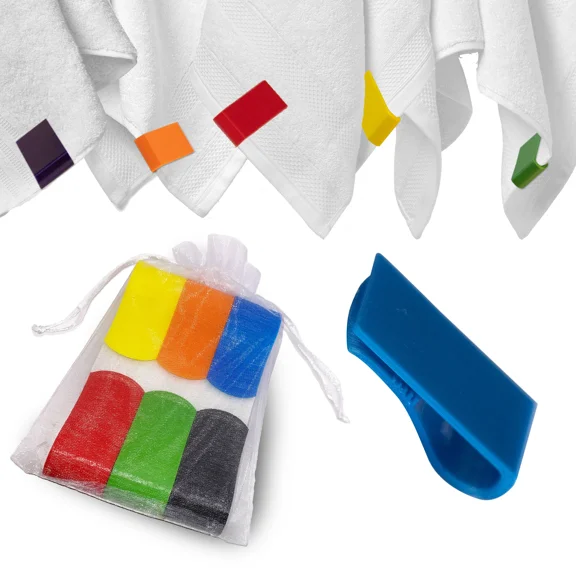 Towel Keep - 6 Pack Towel Tags - Colored Towel Clips for Identification of Your Towel - Towel Clip