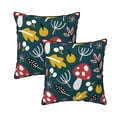 thumbnail image 1 of Housses de Coussin Décoratives en Velours Lot de 2, Housse de Coussin Carrée Douce avec Fermeture Éclair Invisible Impression Nature Forêt Arbres Champignon, 20"x20 Pouces, 1 of 6