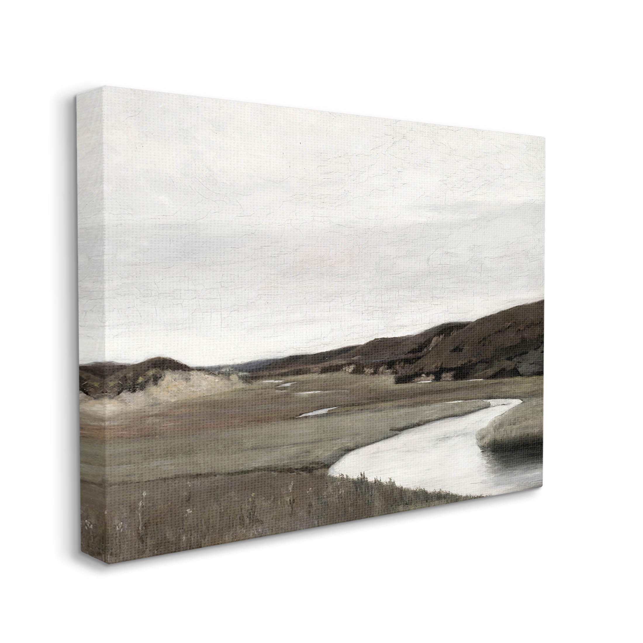 Rural Stream Classic Landscape Landscape Painting Gallery Wrapped Canvas Print Wall Art