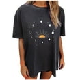 thumbnail image 2 of Puntoco Blusa de manga corta informal con estampado de sol y luna vintage para mujer Puntoco Puntoco-2846, 2 of 8