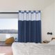 thumbnail image 2 of Cortina de ducha sin ganchos con forro de tela a presión, cortinas de ducha gruesas y resistentes con tejido de gofre y ventana superior de malla, juego de cortinas de baño impermeables estilo hotel,, 2 of 5