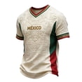 thumbnail image 2 of Mexico Mens Soccer Jersey Shirts Short Sleeve 3D Print T-shirt Casual V Neck Fan International Football Tee, 2 of 4
