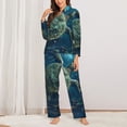 thumbnail image 2 of Lsque Artistic Turtle Earth Pattern Long Sleeve Pajama Set for Women - Soft 2-Piece Sleepwear and Loungewear Set with Pockets, Comfy Nightwear-X-Large, 2 of 7