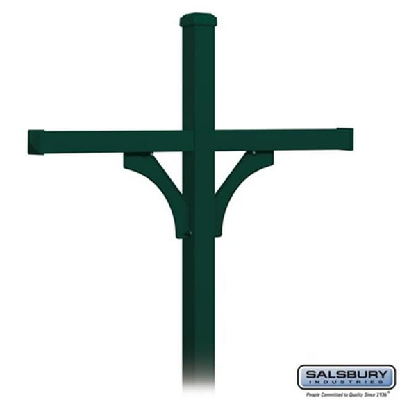 Salsbury 4374GRN Deluxe Post 2 Sided - In-Ground Mounted - For - 4 Roadside Mailboxes - Green