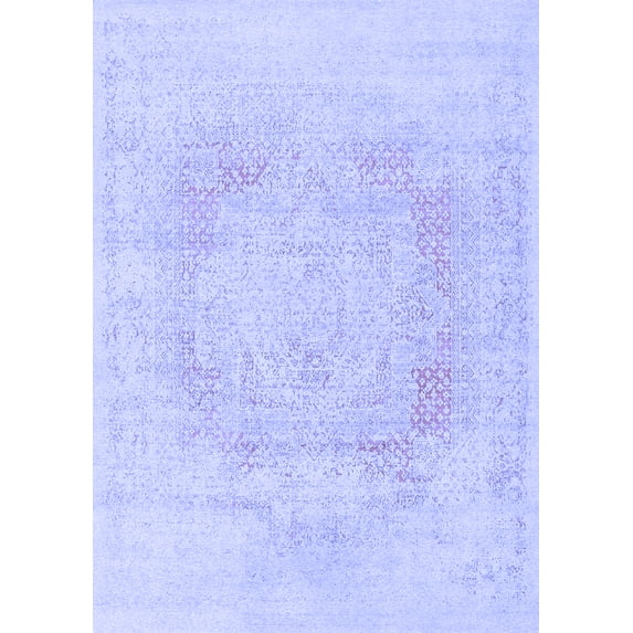 Ahgly Company Machine Washable Indoor Rectangle Oriental Blue Industrial Area Rugs, 6' x 9'