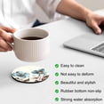 thumbnail image 4 of Teal Blue Tulip Coasters Set of 6, Vintage Brown Flowers Elegant Plant Absorbent Coasters for Drinks, Coaster for Bar Office Dining Coffee Table Accessories Decor, Non Slip Round Desk Coaster, 4 of 9