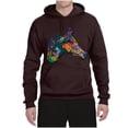 thumbnail image 3 of Colorful Neon Horse | Dean Russo Art Animal Lover Unisex Hoodie Sweatshirt, Brown, Medium, 3 of 6