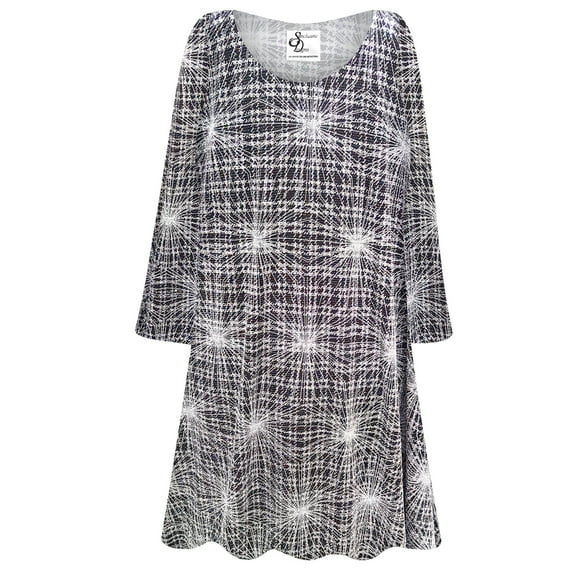 Small Womens Long Sleeve Silver Polaris Designer Print Tunic Tops Casual Loose Fitting Flowy Shirts Blouses