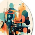 thumbnail image 3 of Designart "Contemplative Space Orange and Blue III" Minimalism Metal Round Wall Decor, 3 of 5
