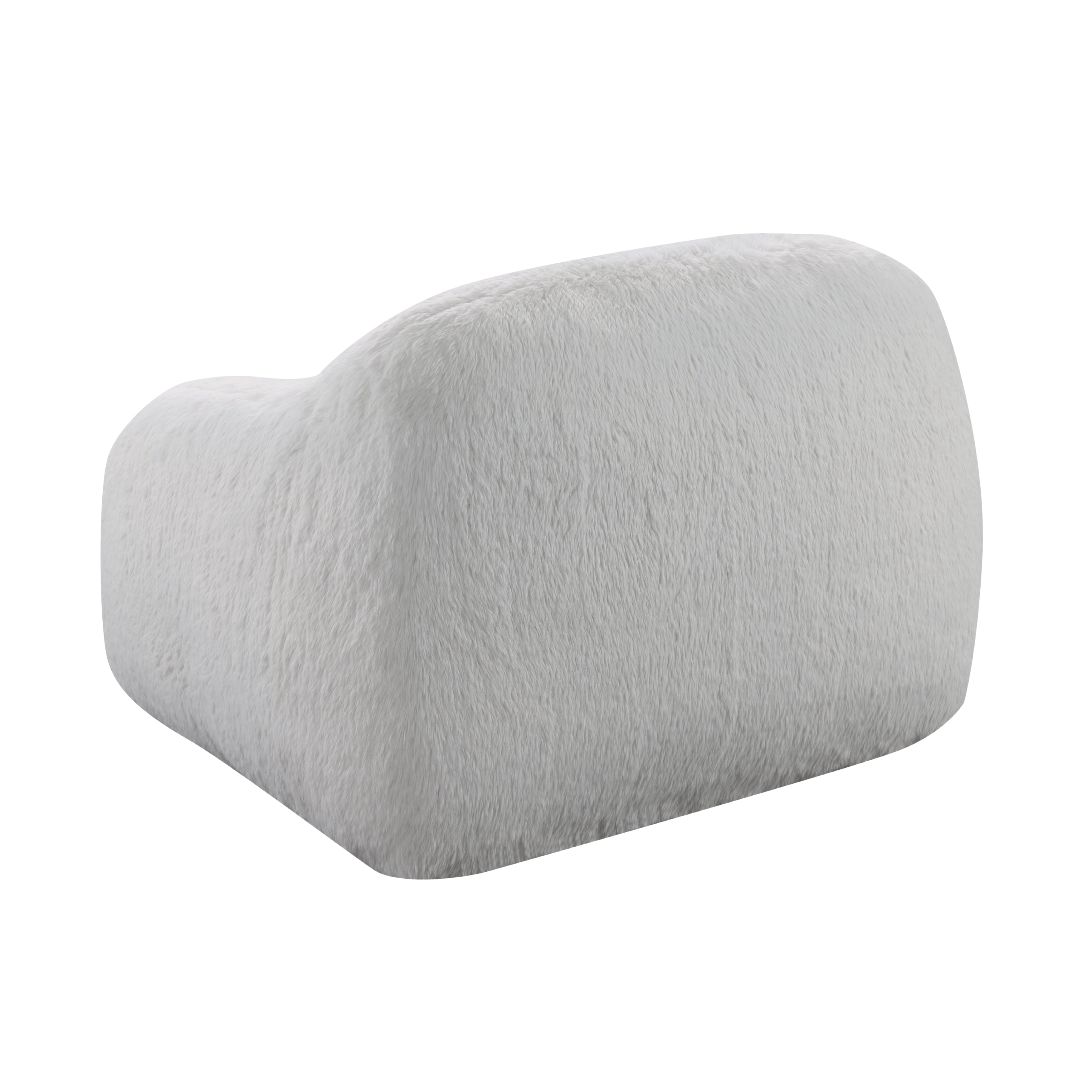 Roundhill Furniture Adell Polar Bear Faux Fur Swivel Cuddle Chair, Ivory White
