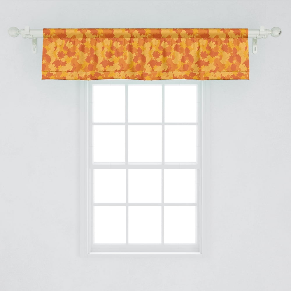 Ambesonne Burnt Orange Window Valance, Autumn Pattern with Cartoonish