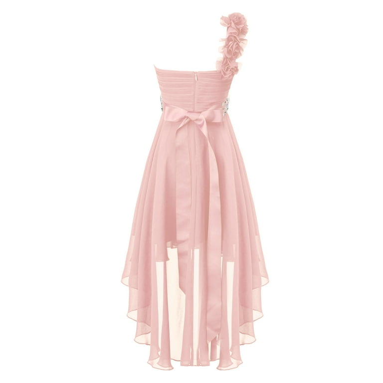 Aislor Kids One Shoulder Asymmetrical Chiffon Junior Bridesmaid Wedding Flower Girl Party Princess Dress Pink 8 - Walmart.com Aislor Kids One Shoulder Asymmetrical Chiffon Junior Bridesmaid Wedding Flower Girl Party Princess Dress Pink 8 - Walmart.com