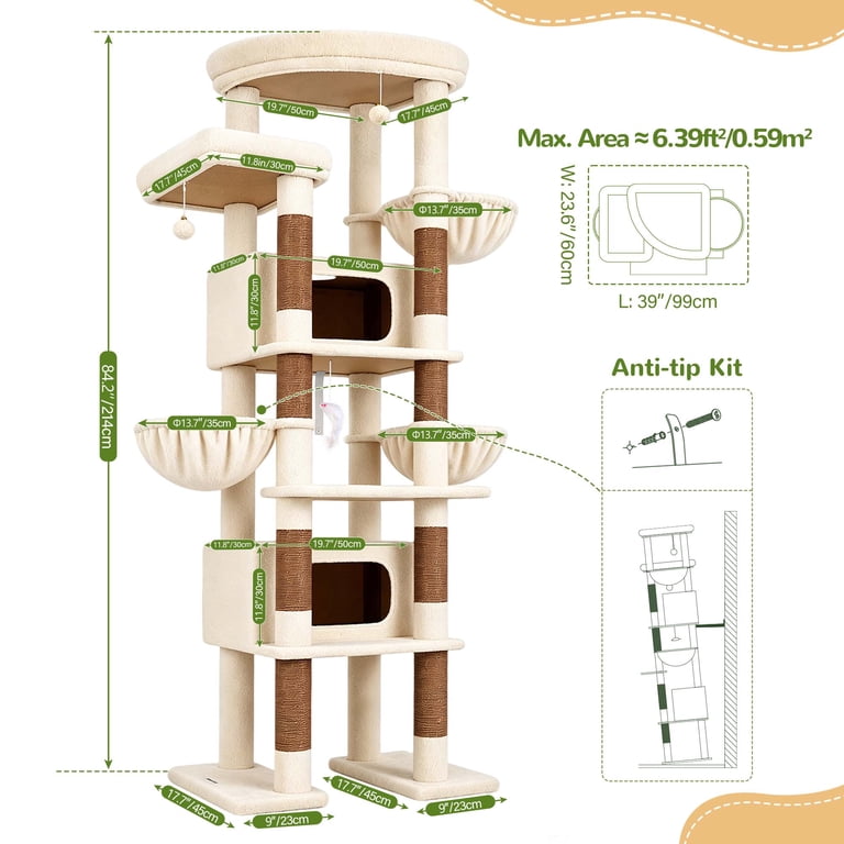 Globlazer 84" Multilevel Corner Cat Tree, 2 Condos photo 4