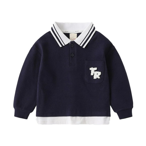 QUDDERR Chandail à Manches Longues pour Garçons 2-8 T pour Tout-Petits, Tricot à Col à Revers, Chemises, Chandail en Coton pour Bébés Garçons, T-Shirt Chandail, 2-8 Ans