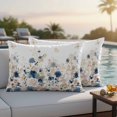 thumbnail image 4 of Navy Blue Spring Floral Outdoor Waterproof Pillow Covers, Elegant Pastoral Flowers Watercolor Decorative Rectangle Throw Pillowcase Sofa Cushion Sham for Patio/Couch/Chair, 20"x12" 2 Pack, 4 of 8