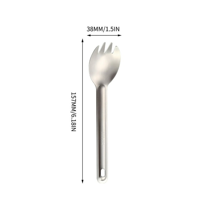 Stainless Steel Camping Spoon Fork Set with Extra-Long Handle for Coffee Stirring and Dessert Serving
