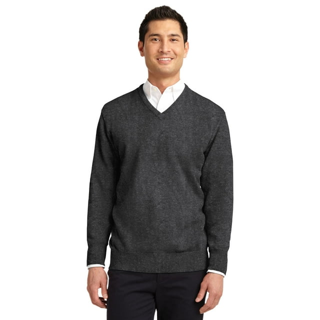 Port Authority Value Suéter con cuello en V S Gris carbón Autoridad Portuaria SW300