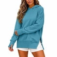 thumbnail image 5 of Enjoytime Hoodies for Women Long Sleeve Solid Color Side Slit Sweatshirt Fall Winter Soft Casual Pullover Hoodie, 5 of 6