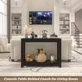 thumbnail image 5 of 32" Farmhouse Wood Narrow Console Table with Open Storage Shelves: Entryway/Sofa Table, Easy Assembly, Embossed Wood,Black, 5 of 7