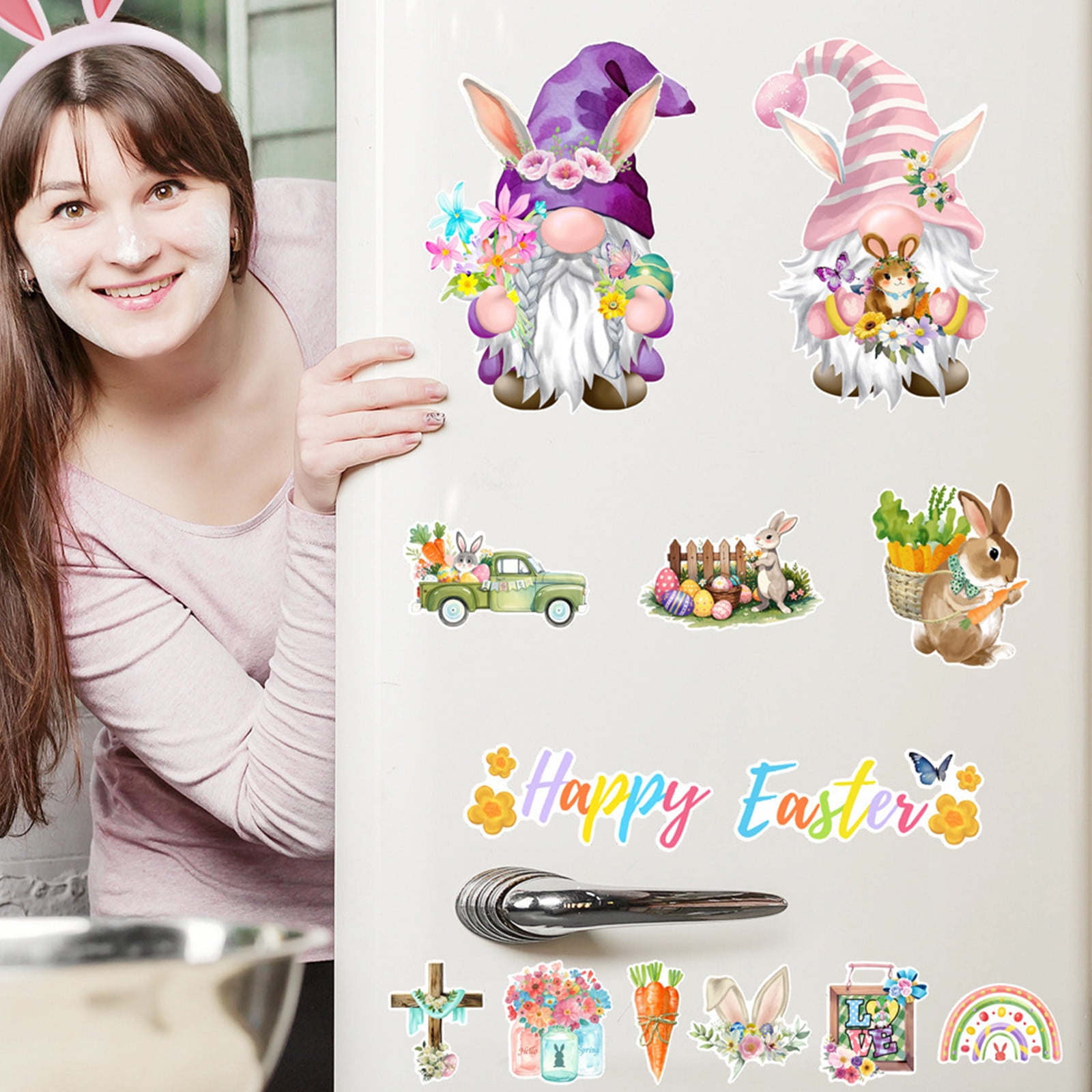 Dwarf Bunny Easter Cartoonish Magnetic Sticker Waterproof Home Decoration Magnetic Refrigerator Sticker
