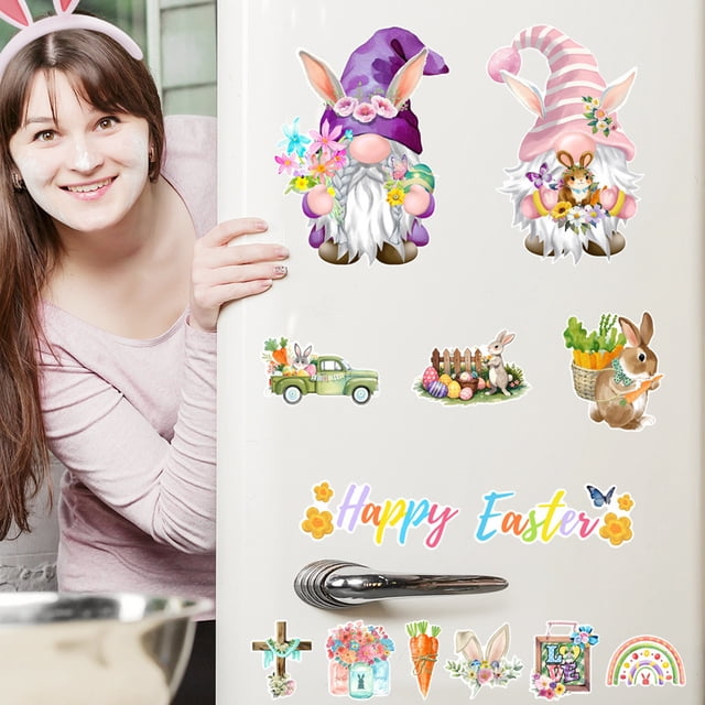 Easter Decorations for the Home,Dwarf Bunny Easter Cartoonish Magnetic Sticker Waterproof Home Decoration Magnetic Refrigerator Sticker,Easter Bunny Decorations,Bunny Decorations for Home