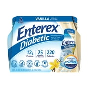 Enterex Diabetic Nutritional Meal Replacement Shake, For People with Diabetes, Vanilla,8  fl oz, 6 Pack