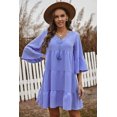 thumbnail image 3 of ABPHQTO Vestido túnica babydoll a capas de algodón azul cielo de mujer, 3 of 5