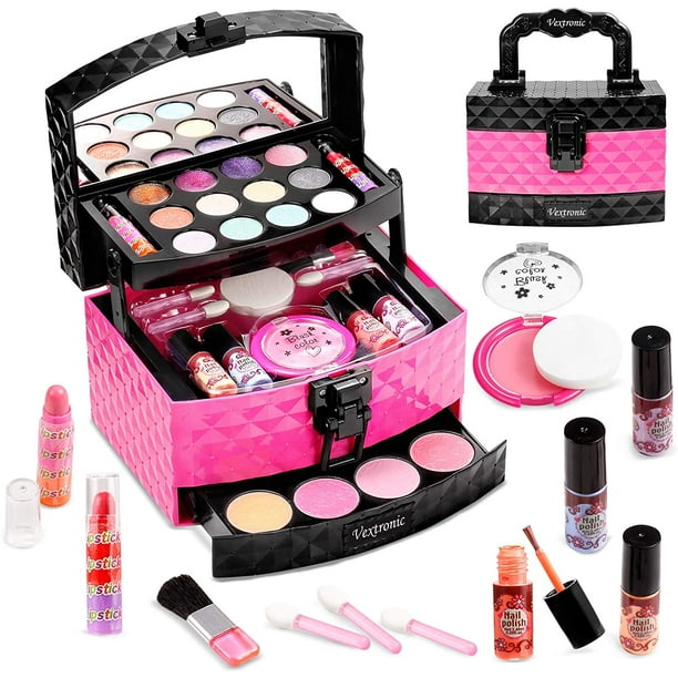 Vextronic Girl Makeup Toy Set 29 Pcs Washable Kids Makeup Kit for Girls