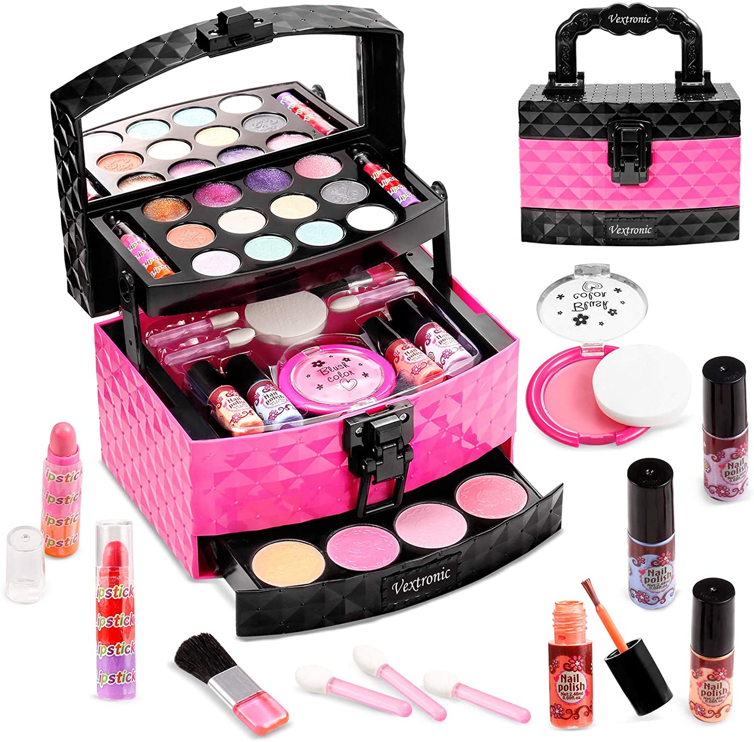 Vextronic Girl Makeup Toy Set 29 Pcs Washable Kids Makeup Kit for Girls 