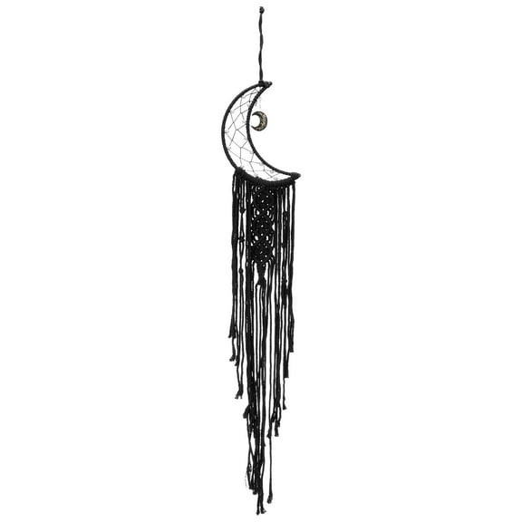 Uxcell Moon Star Dream Catcher Decor, 35" Macrame Woven Wall Hanging, Black