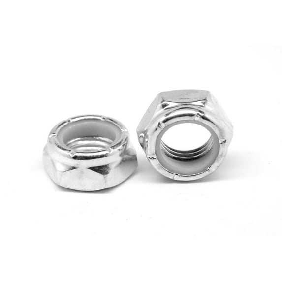 3/8"-16 Coarse Thread Nyloc (Nylon Insert Locknut) NTE Thin Low Carbon Steel Zinc Plated Pk 2500