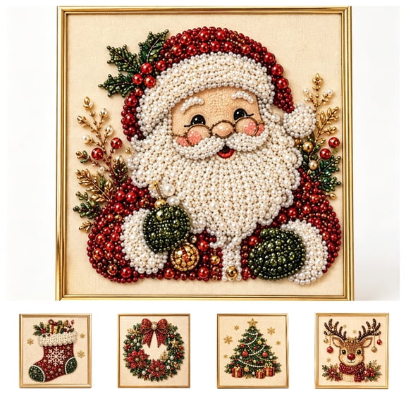 Christmas Diamond Art Kits Clearance for Adults Pearl Diamond Art DIY Kits DIY Pearl Painting Kit for Adults & Beginners (Santa)