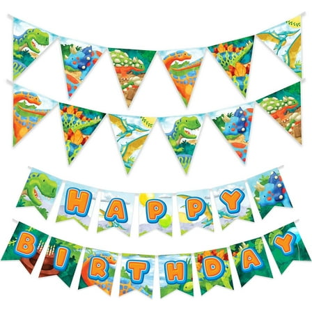 Dinosaur Banner & Pennants Kit - Dinosaur Party Supplies
