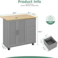 thumbnail image 7 of Sobaniilo Rolling Kitchen Island Cart with Folding Drop Leaf Breakfast Bar, Portable Trolley Island with Large Storage Cabinet, Shelf and Drawer, Grey, 7 of 7