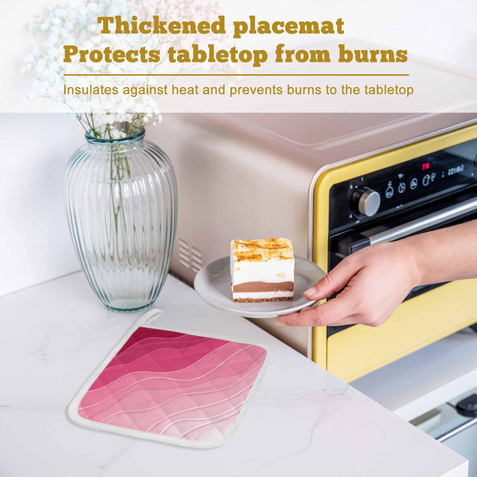 Valentines Pink Ombre Pot Holders for Kitchen Heatproof Potholder, 3 Pack Modern Geometric Abstract Aesthetic Cream Hot Pads Multipurpose Oven Pads Cloth Potholders Trivet for Cooking Baking