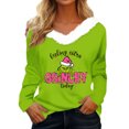 thumbnail image 1 of Women's Christmas Long Sleeve V-Neck T-Shirt Floral Pattern Polyester Blend Junior Fall Polyester Blend Junior Fall Winter Tee FN24749, 1 of 10