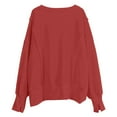 thumbnail image 6 of Red Womens Fall Tops Womens Oversized Crewneck Solid Color Sweatshirt Side Slit Long Sleeve Pullover Slouchy Fit Tops Sweaters for Women, 6 of 6