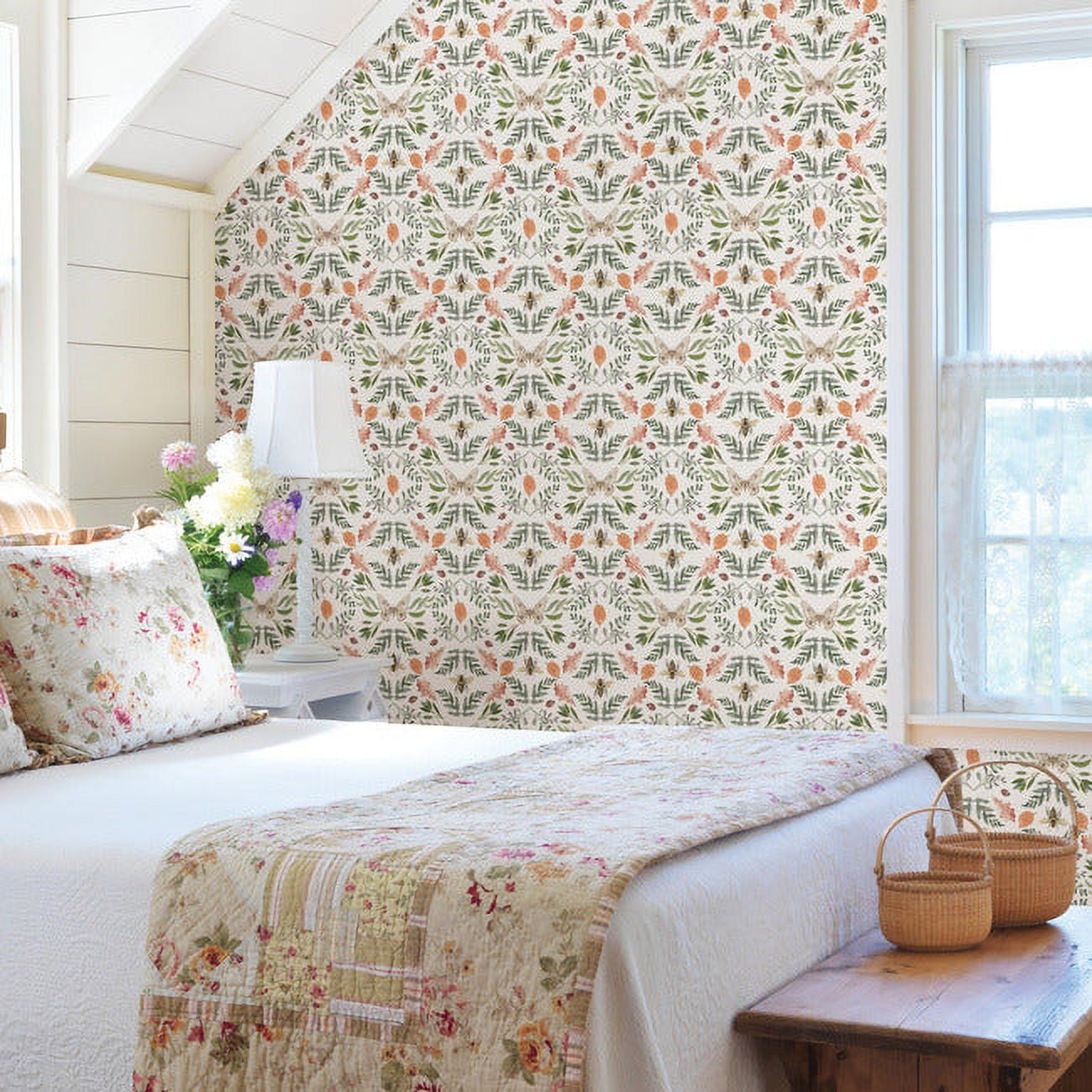 Penny Lane: Forest Cottage Bee And Butterfly Peel and Stick Wallpaper