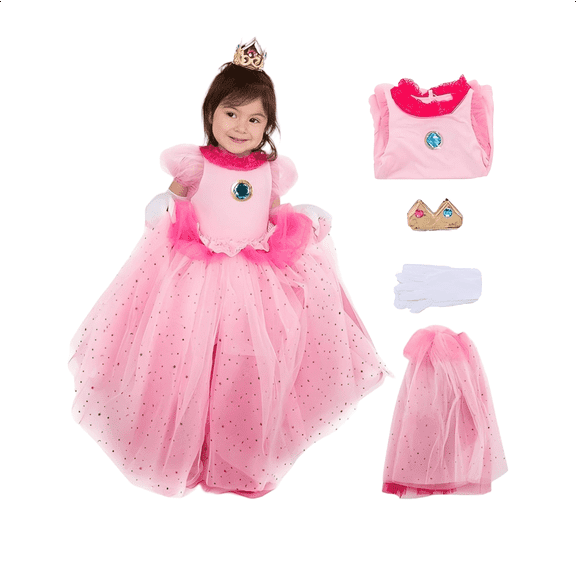 HAIKYUU Girls Pink Princess Dress with Crown for Halloween