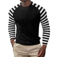 thumbnail image 2 of Mens T-shirts Long Sleeve Striped Crewneck T Shirt Soft Casual Basic Top Comtable Relaxed Daily Wear Tees Black L, 2 of 4