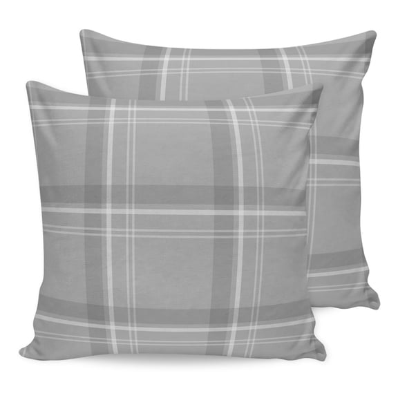 Pillow Covers 24x24 Set of 2, Grey Checkered Throw Pillow Covers Decorative Couch Cushion Cover, Stripes Gray Buffalo Plaid Microfiber Soft Square Pillowcases for Bedroom Living Room Sofa