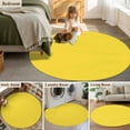 thumbnail image 6 of Lemon Yellow Round Rugs 6ft, Farmhouse Solid Yellow Color Modern Art Non Slip Washable Rug Runner, Low Pile Indoor Floor Carpet Mat Bathroom Rugs for Living Room, Bedroom, Kids Room, 6 of 9