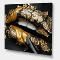 thumbnail image 3 of Designart ' Female Lips With Black Leather and Gold Foil ' Modern Canvas Wall Art Print, 3 of 4