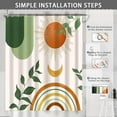 thumbnail image 2 of Mid Century Abstract Boho Aesthetic Shower Curtain Set, Green Nature Leaf Sun Modern Minimalist Home Bathroom Curtain Decor with 12 Hooks 84 Inch Wide * 72 Inch High, 2 of 6